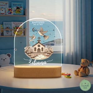 Personalized Baby Baptism Night Light: Nursery Decor, Christening Gift