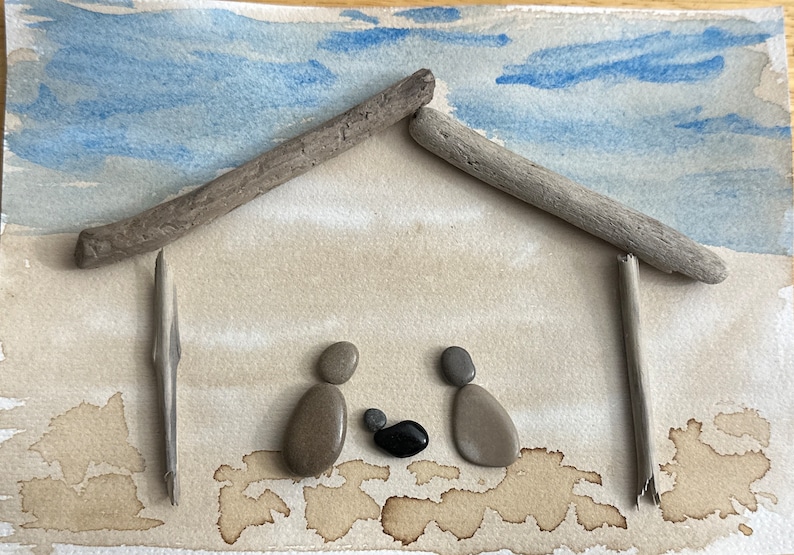 Nativity Scene Custom Pebble Art Etsy