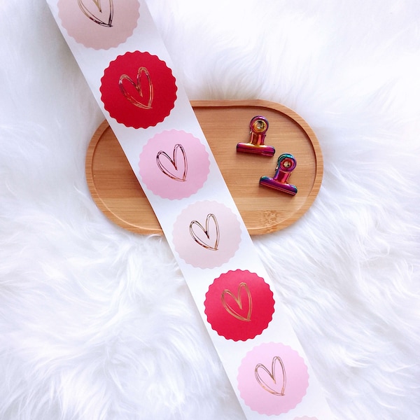 Stickers coeur , autocollants cœur pour la Saint Valentin, stickers pour décoration de mariage, amour, emballage cadeau, emballage produit