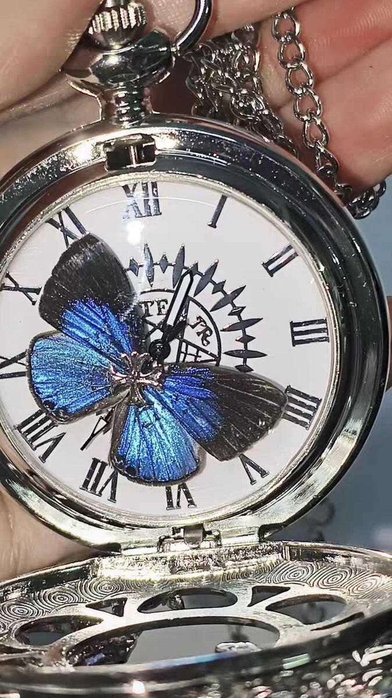 Butterfly Pocket Watch With Metal Ribbon | Vintage Steampunk Jewelry ...