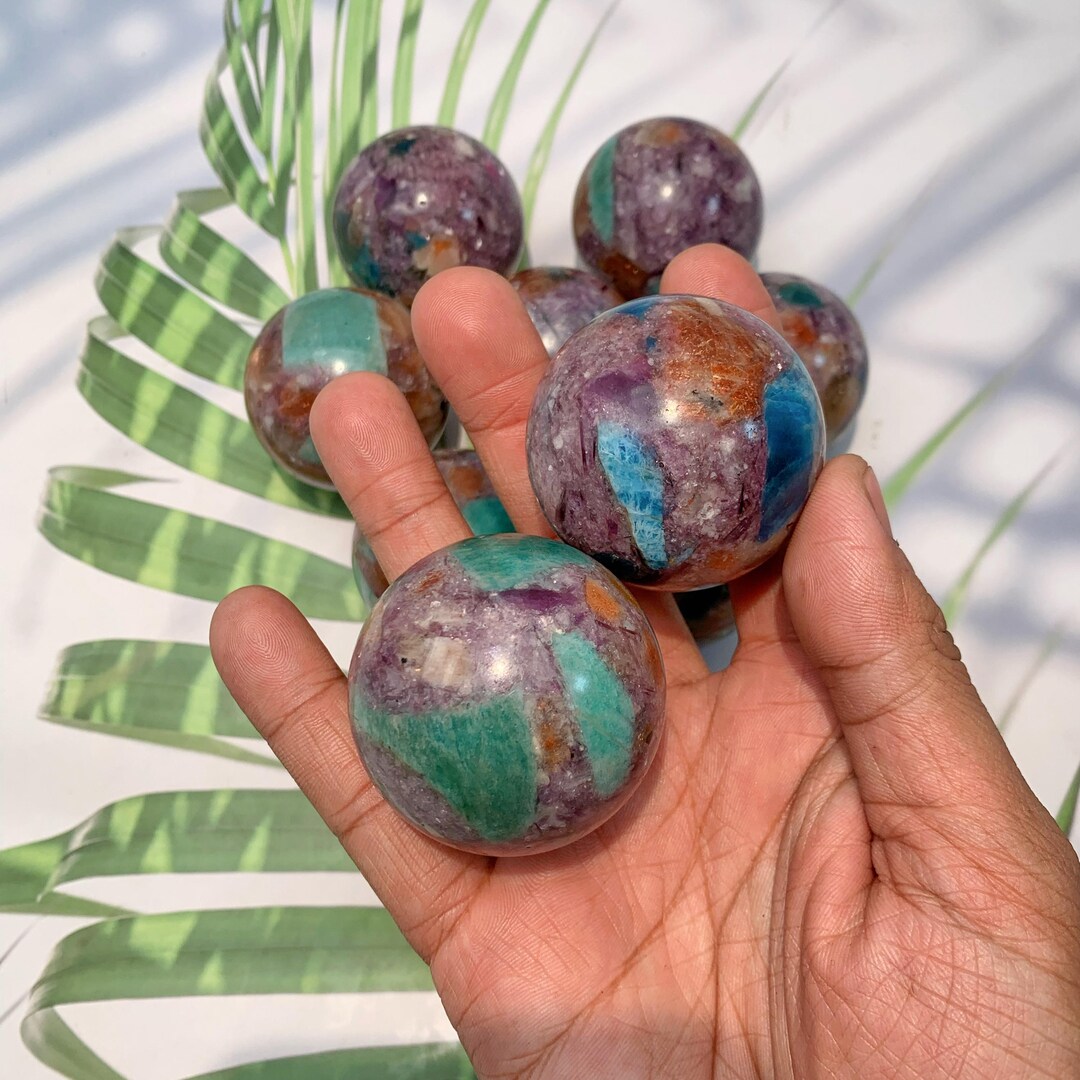 Natural Amazonite Composite Sphere - 4.6 Cm Healing Crystal, Unique ...