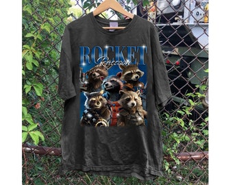 Camiseta de personaje de Rocket Raccoon, camisa de mapache Rocket, camisetas de mapache Rocket, unisex de mapache Rocket, sudadera de mapache Rocket, camisa retro