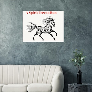 Uno spirito libero di correre / Poster artistico a forma di cavallo, stampa su carta opaca di qualità museale, arredamento in stile boho-chic, arte murale spirituale