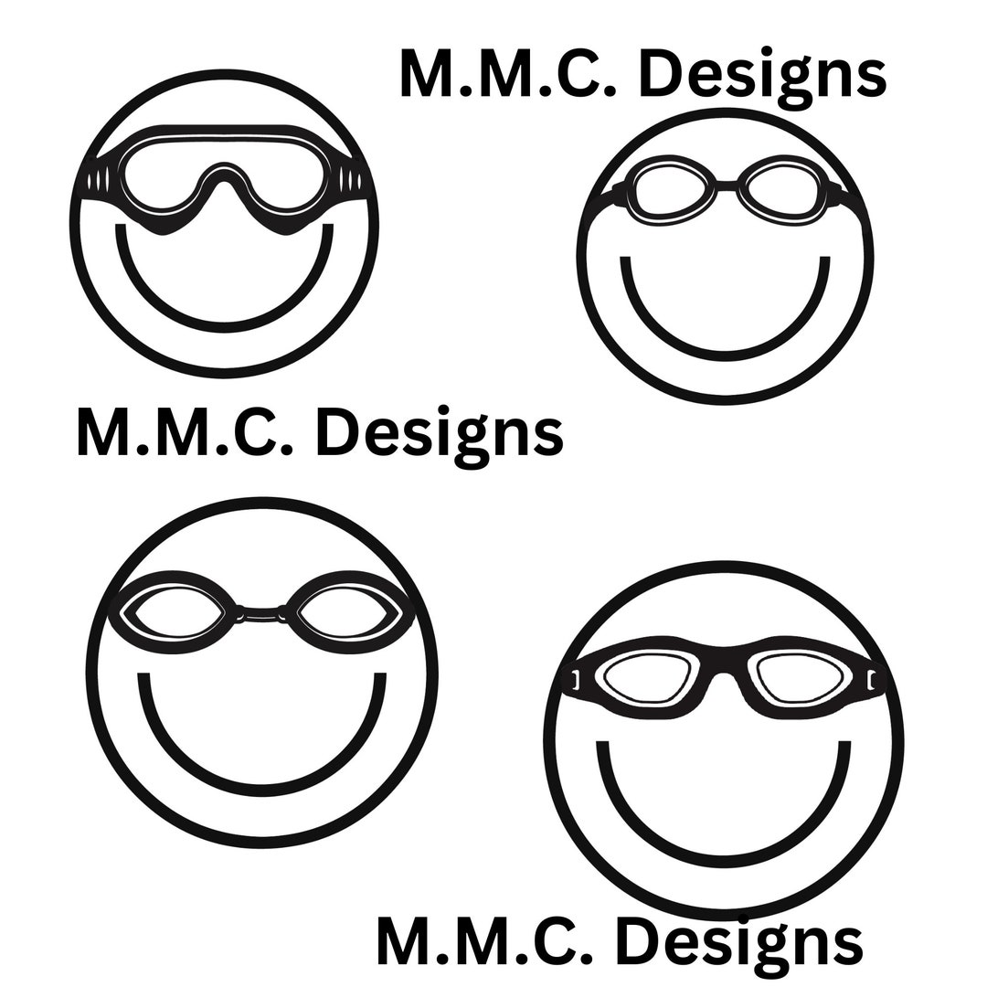 Happy Emoji With Goggles PNG Swimmer Emojis Etsy