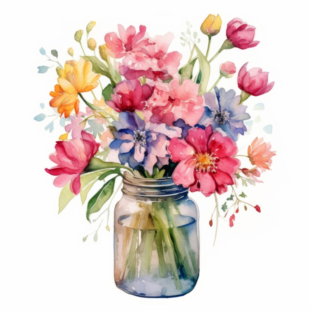 46 Images Flowers in Glass Jars Bundle Sunflowers Sweet Etsy