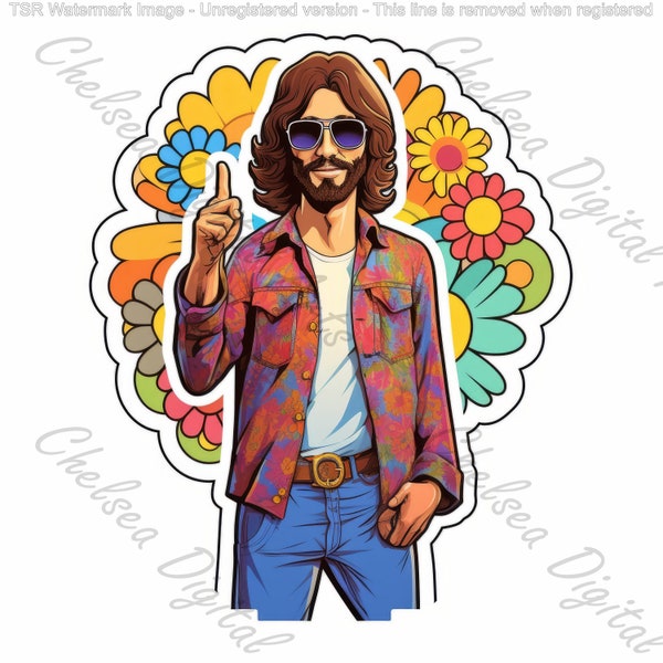 The Groovy 1970's Retro Hippy 14 Hip 4K Transparent PNG files Pack for Cards, Crafts, Scrapbooking, Junk Journals, T-Shirts, 300 dpi Peace