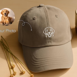 Custom Embroidered Pet Hat–Personalized Dog Hat, Custom Cat Hat with Photo & Name, Embroidered Pet Portrait Baseball Cap, Gift for Pet Lover
