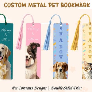 Personalized Portrait Pet Metal Bookmark, Anime Pet Bookmarks with Tassel, Dog Gift, Pet Owner Gifts, Gift for Book Lover, Pet Loss Keepsake