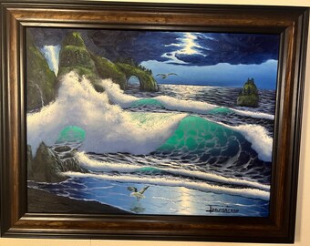 Origineel olieverfschilderij op canvas van 18 x 24 met een houten lijst kunstenaar Issac Dansereau