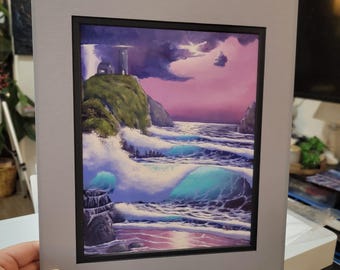 Paarse bliksemafdruk zeegezicht, Issac Dansereau (8 x 10 hoogglans papier)