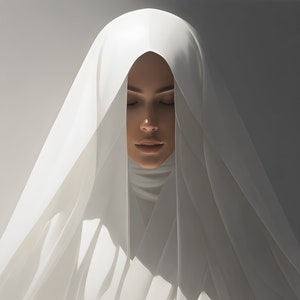 Beautiful young nun -  Candle Cross Light - 9 Religious images set.
