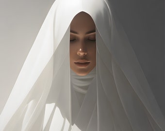 Hermosa monja joven - Vela Cruz Luz - Conjunto de 9 imágenes religiosas.