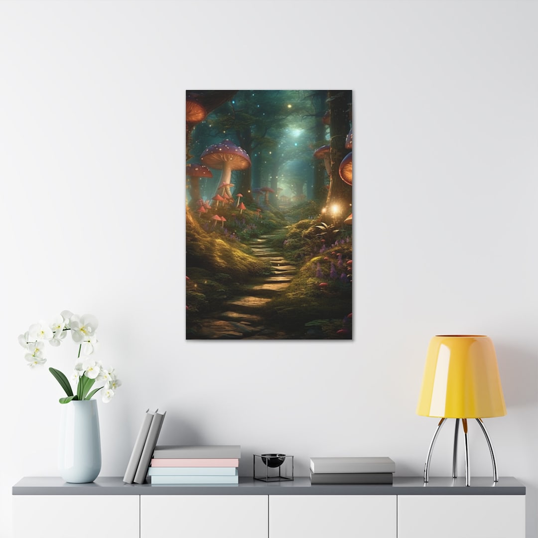 Enchanted Mushroom Forest Canvas Wall Art - Etsy