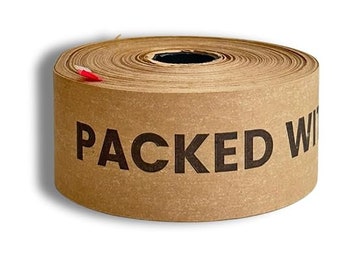 Umweltfreundliches wasserakiviertes Papierklebeband/bedrucktes Klebeband für Marken/gummiertes starkes Klebeband für Verpackungen - 2 Zollx100 Meter (braun - 2er-Pack)