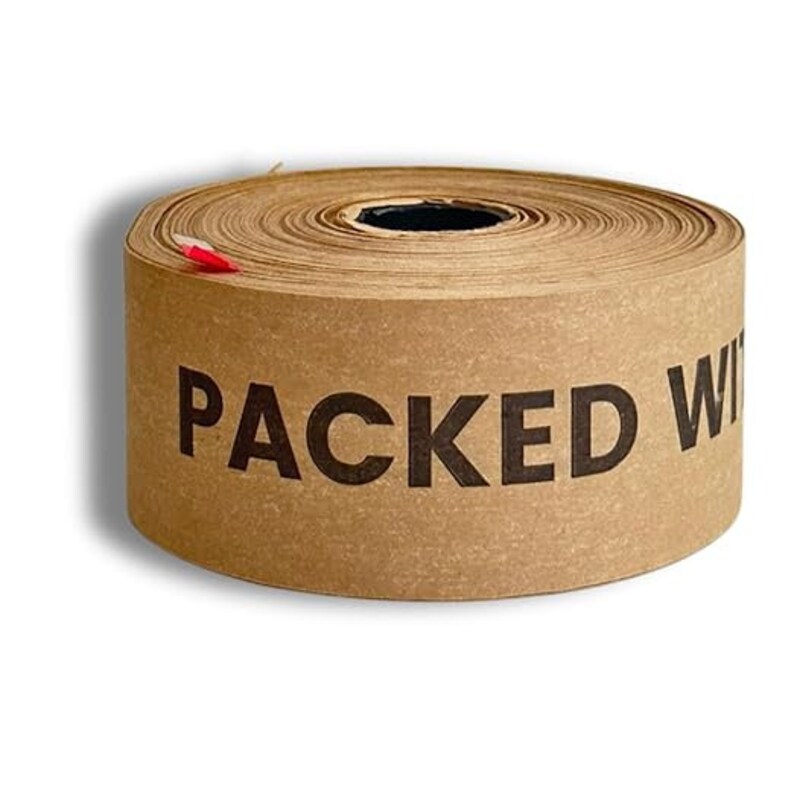 Umweltfreundliches wasserakiviertes Papierklebeband/bedrucktes Klebeband für Marken/gummiertes starkes Klebeband für Verpackungen 2 Zollx100 Meter braun 2er-Pack Bild 1