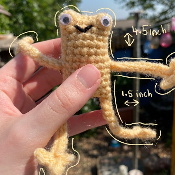 Honey Googly Eye Leggy Froggy Crochet Keychain - Gift For Frog Lovers - Handmade Mini Amigurumi Frog -  Happy Froggie