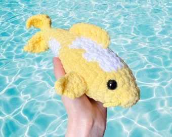 Crochet Koi Fish Amigurumi - Banana Milkshake - Yellow and White - Unique Gift For Fish Lovers