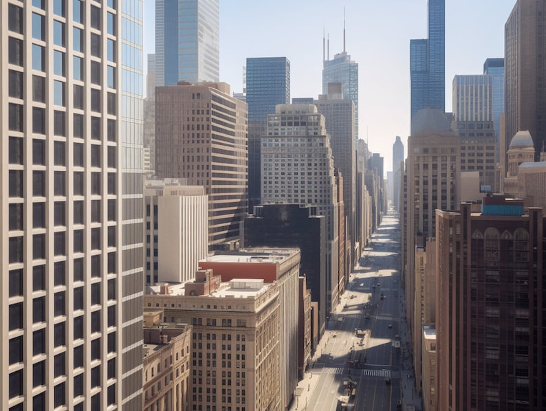 Chicago Downtown Skyscrapers. Digital Printing 1232x928 Px. Etsy