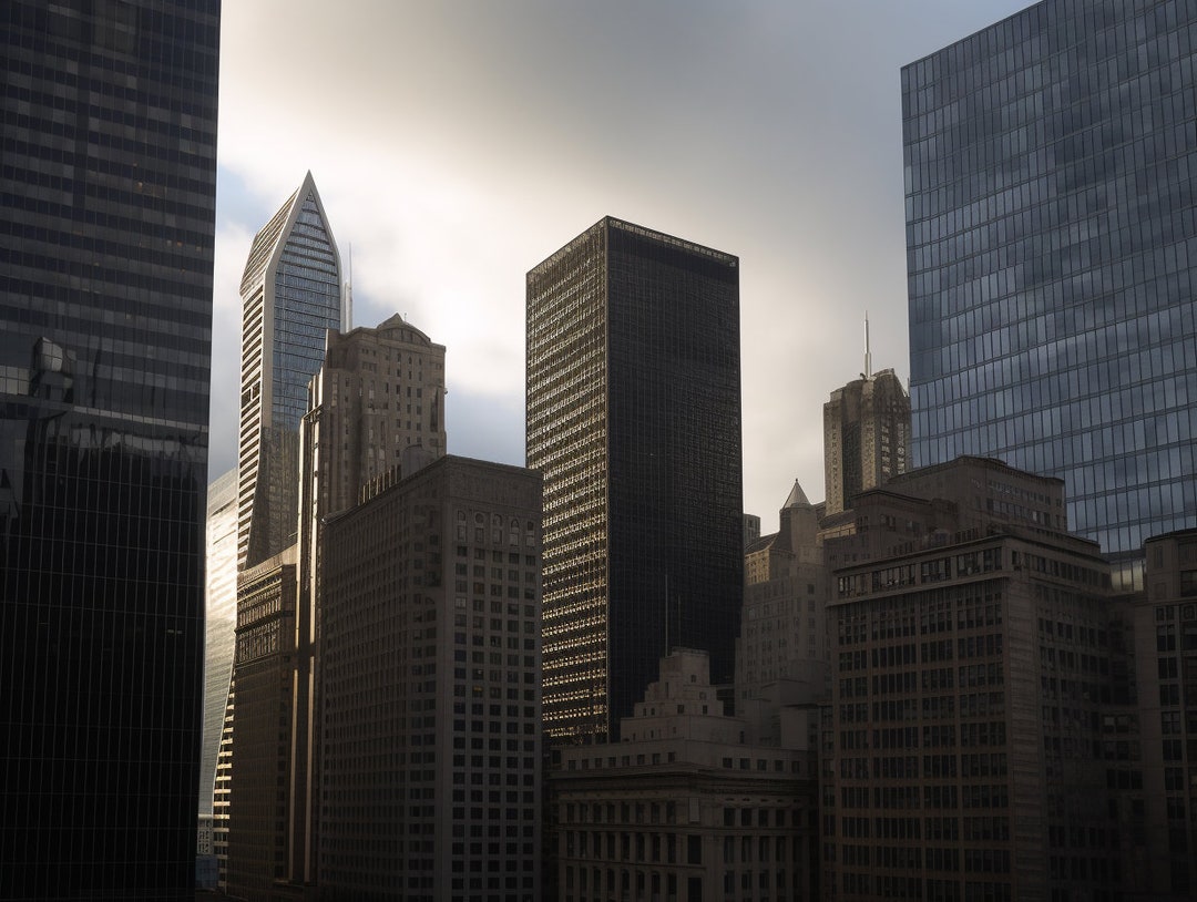 Chicago Downtown Skyscrapers. Digital Printing 4000x3000 Pix