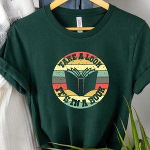 Take a Look it&#39;s in a Book Shirt, Book Shirt, Reading Shirt, Reading Book, Book Gift, Book Lover, Funny Book, Reading Vintage Retro Rainbow