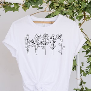 Wild Flowers Shirt, Wildflower Tshirt, Floral Shirt, Botanical Shirt, Flower Shirt, Nature Lover Shirt,Ladies Shirts, Womens Tees,Flover Tee