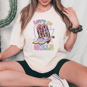 Let&#39;s Go Girls Rodeo Boots Kids Graphic Tee, Young Cowgirl Fashion