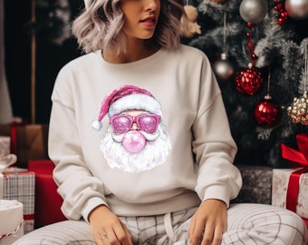 Lustiges Weihnachts T-Shirt • Weihnachtsmann mit Kaugummi Grafik Tee