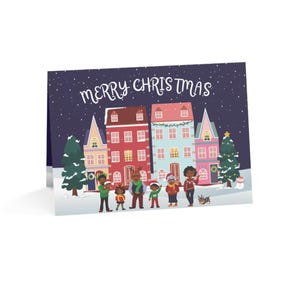 African American Family Cartoon Weihnachtsgrüße 30 Stück und 50 Stück