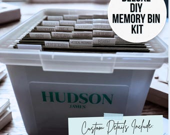 Deluxe DIY School Memory Kit – Personalized Vinyl Decal & Fully Assembled 25 Folder Organizer (No Bin Included)
