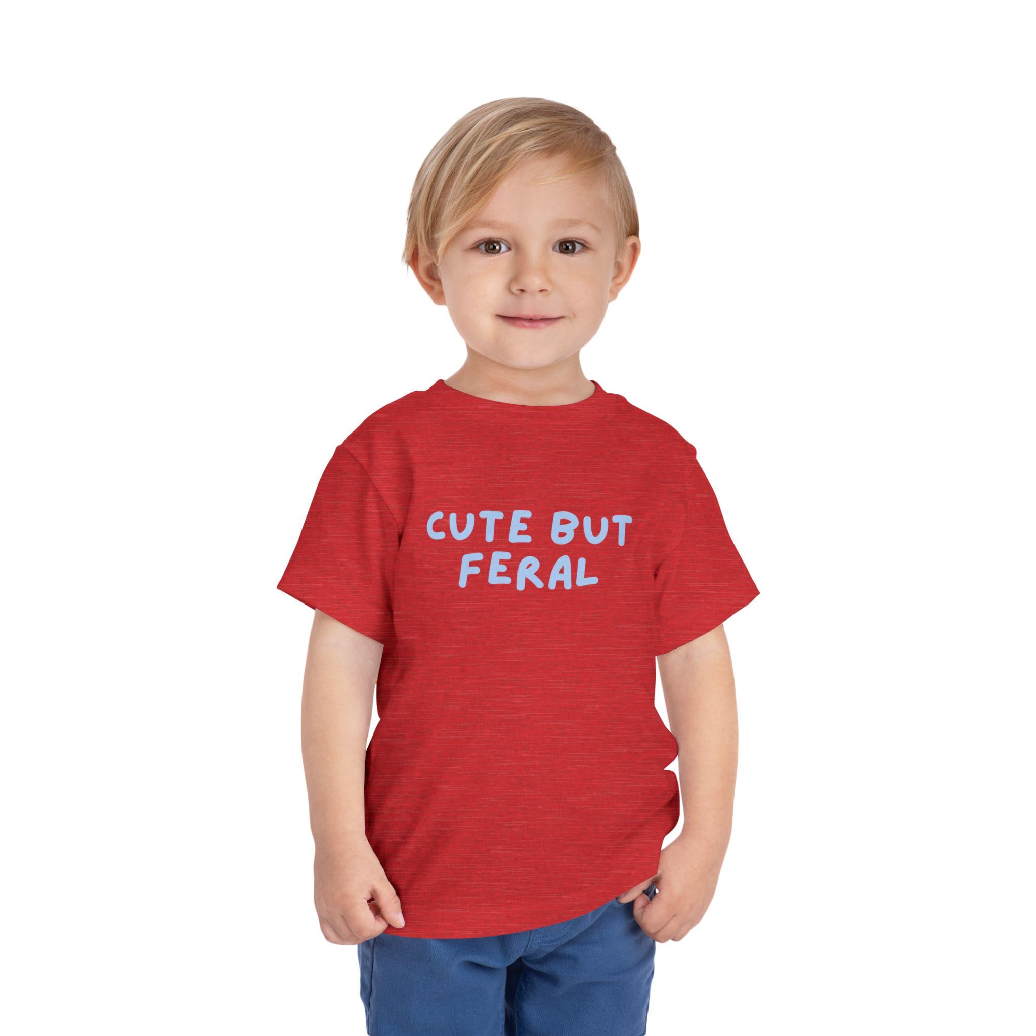 Cute but Feral Toddler Tee, Playful Kids T-Shirt, Funny Child Tee, Gift for Toddler Birthday, Cute Animal Lover Top