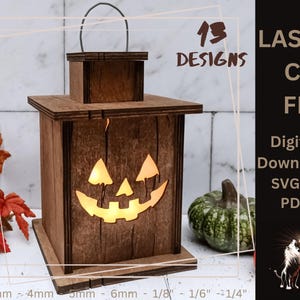 Halloween Candle Lantern SVG, Laser Bundle Files, Laser Cut 3D File SVG, Lampcandle SVG, Night Light Candle Holder Files, Spooky Scene Lamp