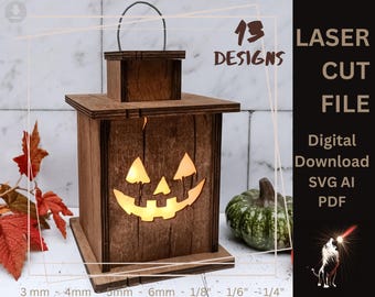 Halloween Lantern Laser Cut Files, Spooky 3D SVG Bundle (Digital Download)