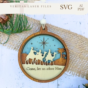 Nativity Three Kings Ornament, Laser Cut SVG Files (Digital Download)