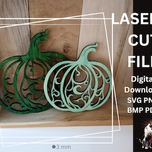 Floral Pumpkin Decor SVG Laser Cut Halloween Ornament Autumn Decoration Hanging Wall Art Thanksgiving Digital Download Vector Files DXF PNG