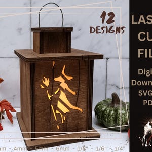 Halloween Candle Lantern SVG, Laser Bundle Files, Laser Cut 3D File SVG, Lampcandle SVG, Night Light Candle Holder Files, Spooky Scene Lamp