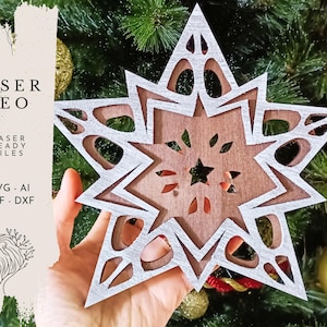 Star Christmas Tree Topper Gift for Holidays Winter Decoration Star of Bethlehem Laser Cut Files Digital Download Vector Files SVG DXF PNG