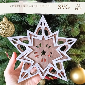 Laser Cut Star Christmas Tree Topper SVG DXF PNG (Digital Download)