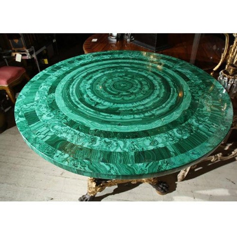 Green Malachite Marble Inlay Table, Marble Coffee Table, Table for Bar