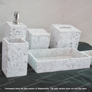 Howlite Bathroom Set, Bathroom Accessories, Random Work Bath Accessories, Set of 6, Modern Bath Set, Modern Bathroom Ideas