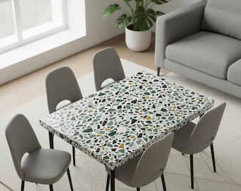 Mesa de centro de terrazo multicolor, decoración moderna para sala de estar (122 x 61 cm)