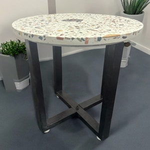 Round Terrazzo Side Table, Terrazzo Corner Table, Terrazzo Sofa Table, Stylish Terrazzo Table for Luxury Homes, Home Decor Table