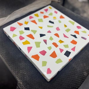 Terrazzo Table Top, Chopping Board, Cheese Board, Cake Server, Multicolour, 12&quot;x12&quot;, Terrazzo Bed Side Table, Terrazzo Coffee Table
