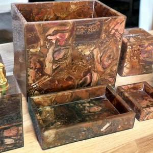 Set da bagno African Jasper metallizzato marrone/rame, set da bagno elegante e attraente, idee uniche per l'arredamento del bagno, set da bagno di 7