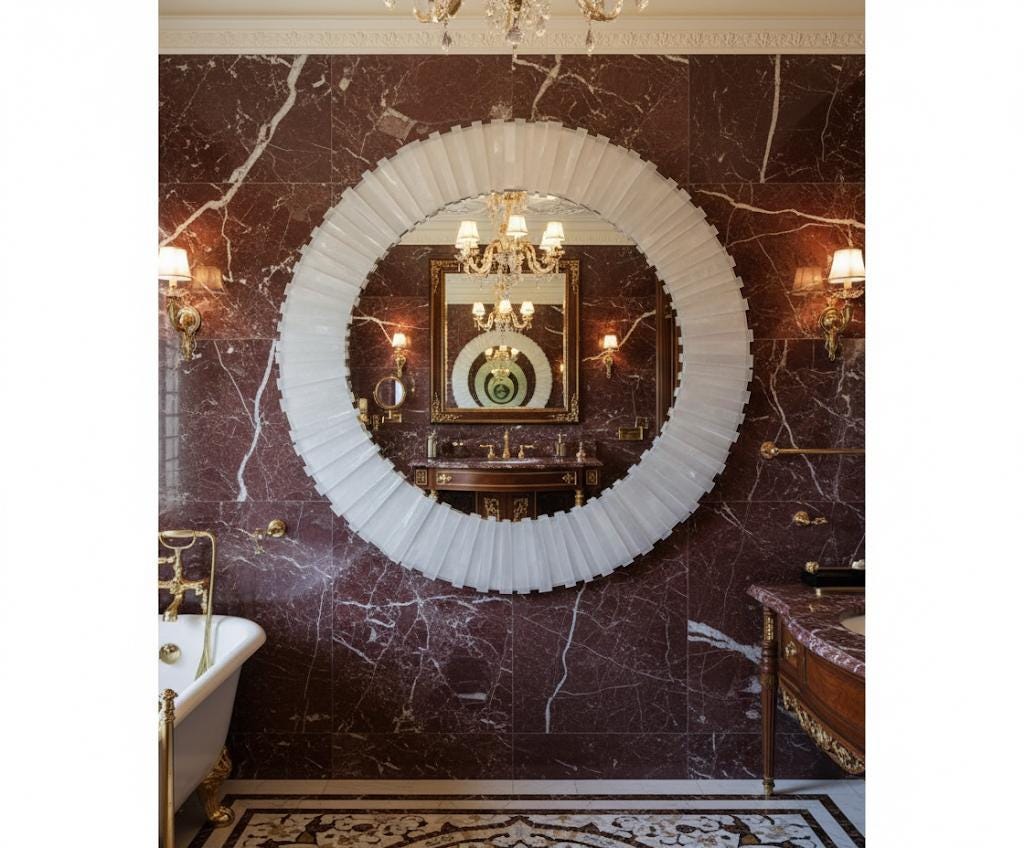 MIROIR MUR SELENITE NATURELLE - Pierre De Sélénite Sculptée Main - Déco Unique