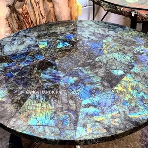 Round Labradorite Coffee Table, Living Room Labradorite table Top, Labradorite Table for Restaurants