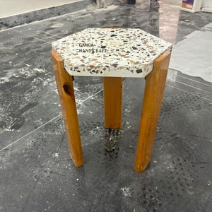 White Terrazzo Center Table, Terrazzo Coffee Table, Terrazzo Living Room Table, Terrazzo Corner Table, Bedside Table Top