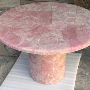 Rose Quartz Stone Coffee Table, Living Room Decor, (30"x30", 18" H)
