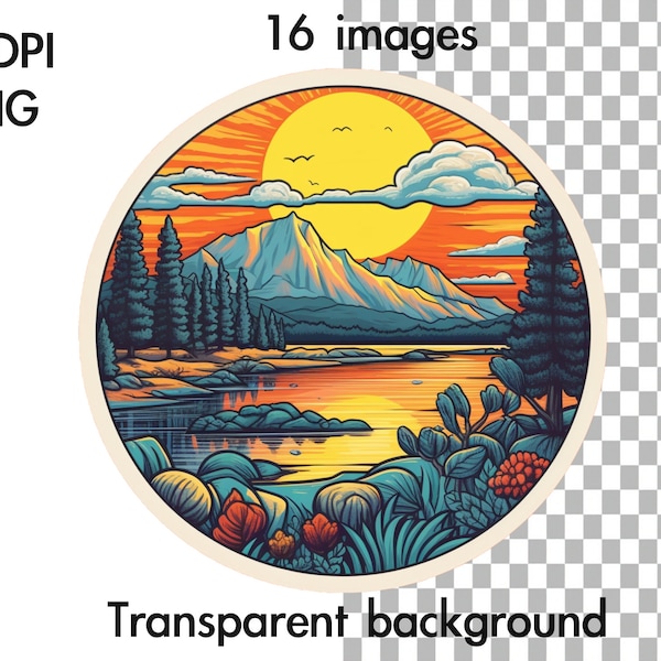 Lake Tahoe inspired stickers clipart 400DPI PNG