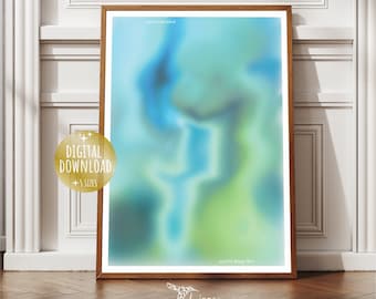 Blue Abstract Gradient Print, Aura Printable, Manifestation Poster, Blue Aura Wall Art, Spiritual Gift, Grainy Wall Art, Digital Download