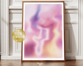 Pink Aura Poster, Digital Abstract Art Print, Manifestation Poster, Pink Gradient Aura Wall Art, Funky Eccentric Printable, Spiritual Gift